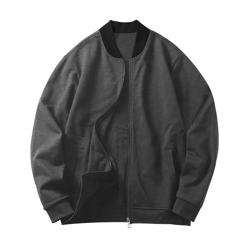 Men's minimalist bomber jacket with full-zip, ribbed stand collar & side pockets Mune Fashion