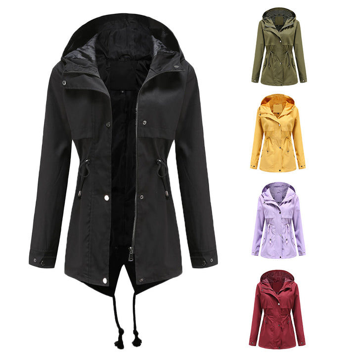 Women's water-repellent parka with waist drawstring and asymmetric hem Mune Fashion