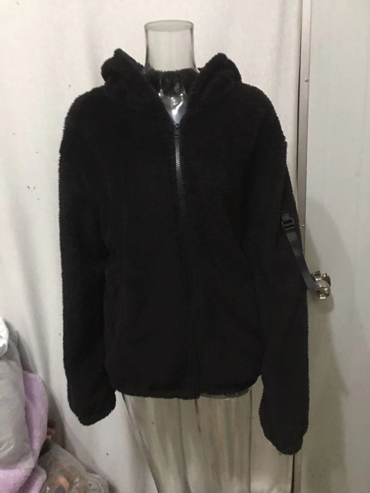 Men's voluminous Sherpa hoodie jacket with bomber cut, concealed zipper and arm pocket Mune Fashion
