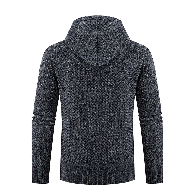 Men's quilted hooded jacket with padded front, knitted sleeves and teddy lining Mune Fashion