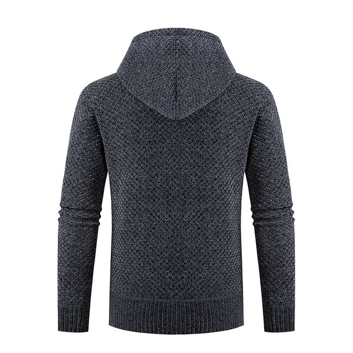 Men's quilted hooded jacket with padded front, knitted sleeves and teddy lining Mune Fashion