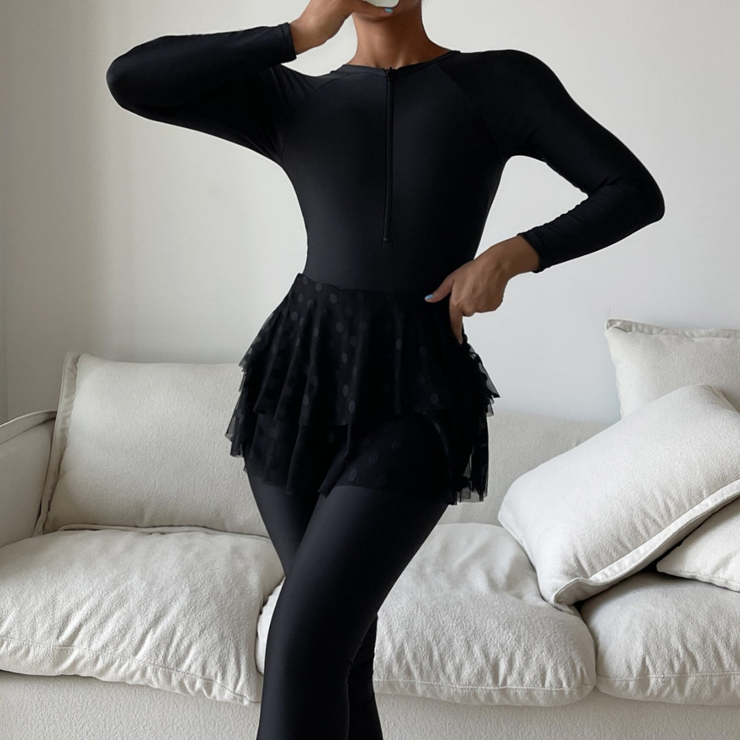 Ladies Sporty Swimsuit with Flared Skirt Mune Fashion
