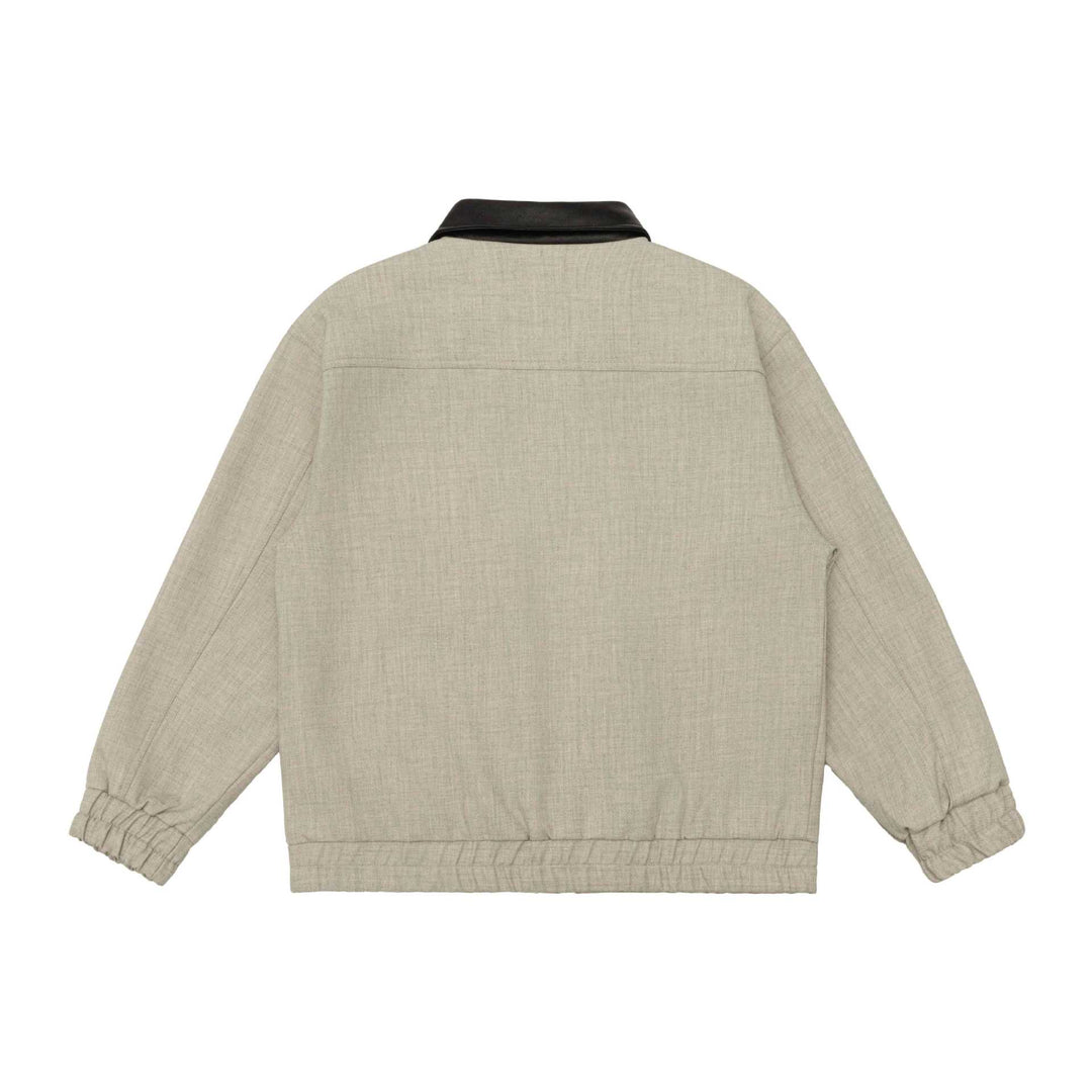 Unisex Boxy-Workwear-Blouson with leather-trimmed collar, utility pockets and elastic hem Mune Fashion
