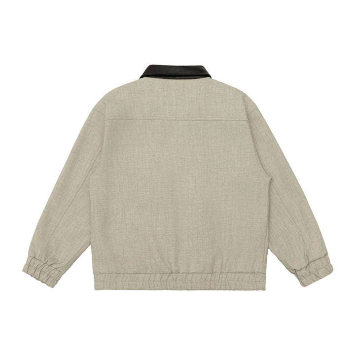 Unisex Boxy-Workwear-Blouson with leather-trimmed collar, utility pockets and elastic hem Mune Fashion