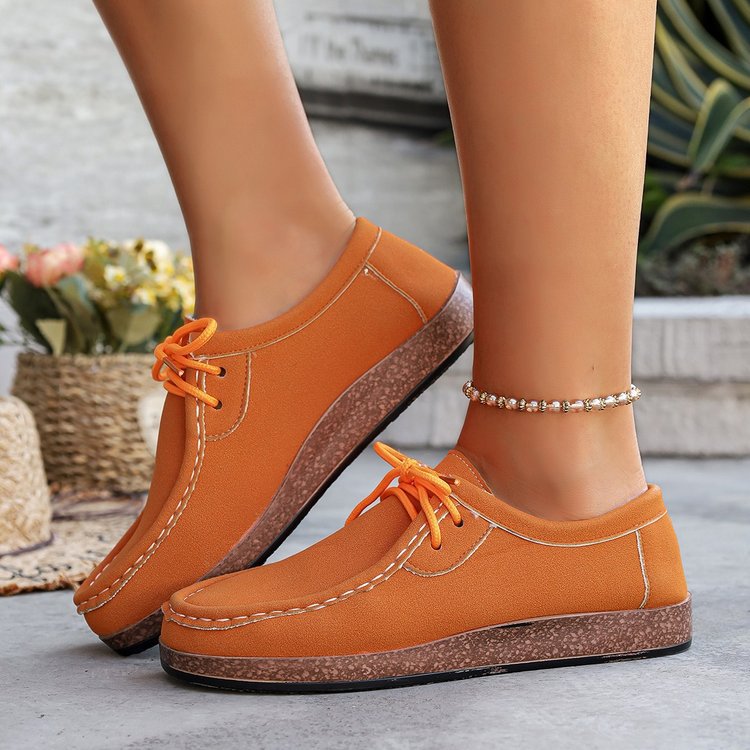 Ladies Suede Moccasin with Padded Platform Footbed and Decorative Lacing Mune Fashion