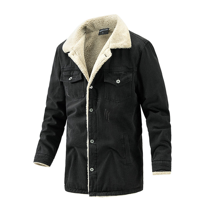 Men's Padded Denim Jacket with Sherpa Lining and Extended Outdoor Cut Mune Fashion