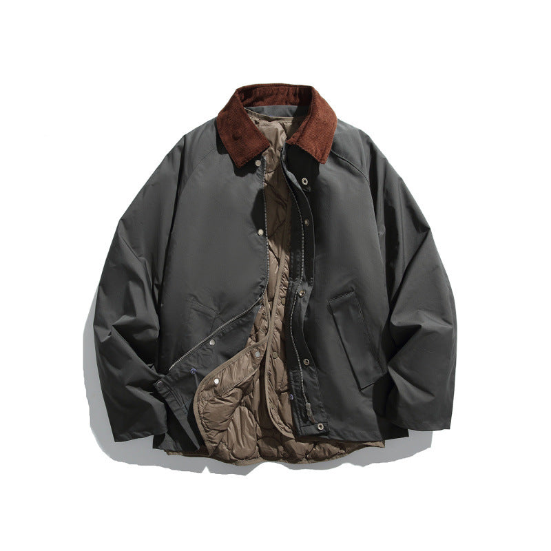 Men's Boxy Field Jacket with detachable padded inner vest and cord collar Mune Fashion
