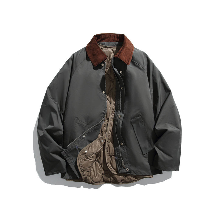 Men's Boxy Field Jacket with detachable padded inner vest and cord collar Mune Fashion