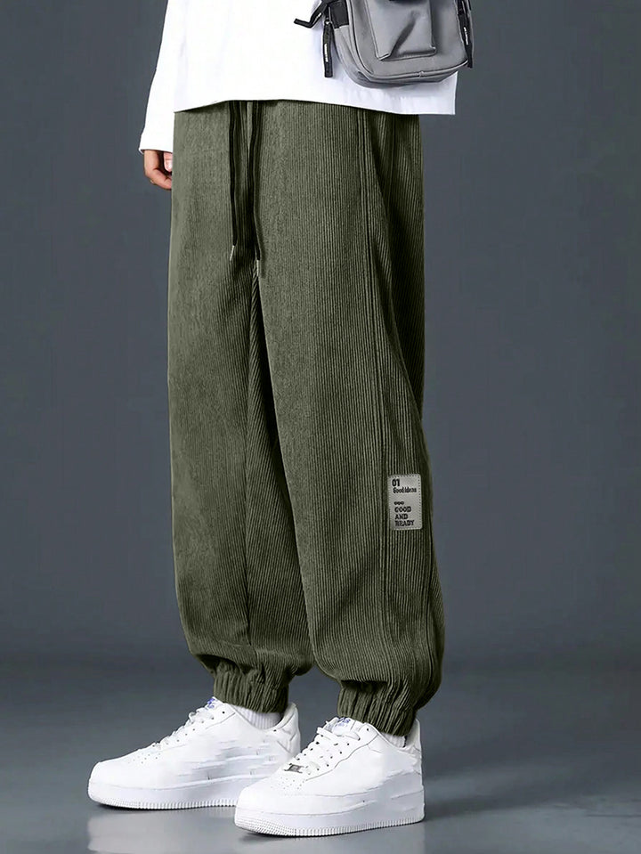 Men's nan Relax leisure pants made of fine wide cord structure with drawstring and elastic ankle cuffs Mune Fashion