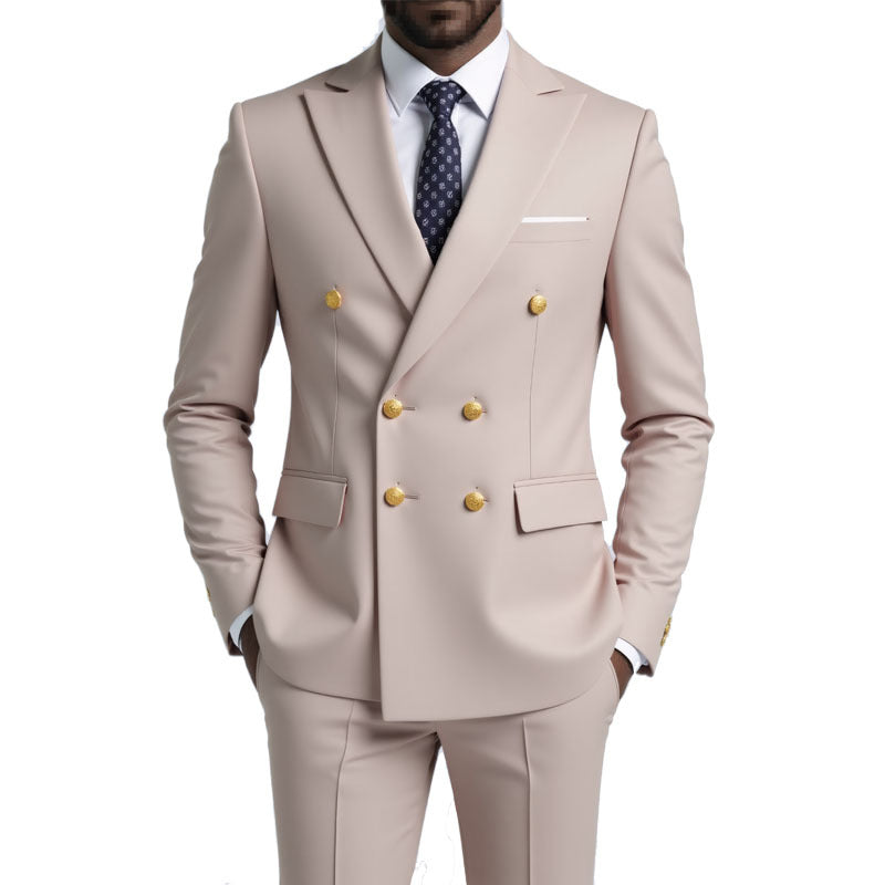 Men's double-breasted tailored suit with gold buttons Mune Fashion