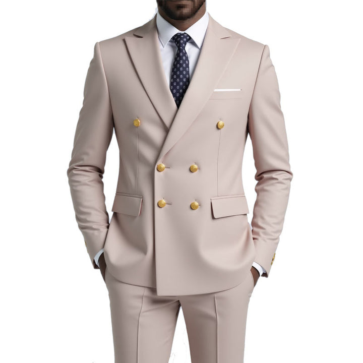 Men's double-breasted tailored suit with gold buttons Mune Fashion