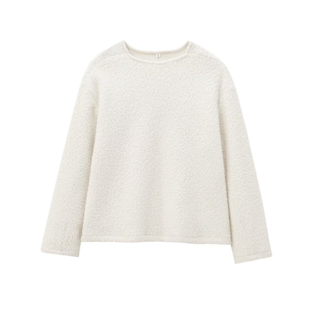 Women nan cozy Boucle sweater with round neck and relaxed oversized silhouette Mune Fashion