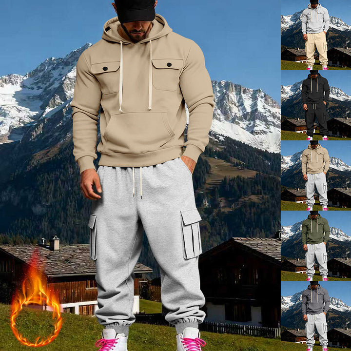 Men's Hooded Sweatshirt Set with Cargo Joggers and Patch Pockets Mune Fashion