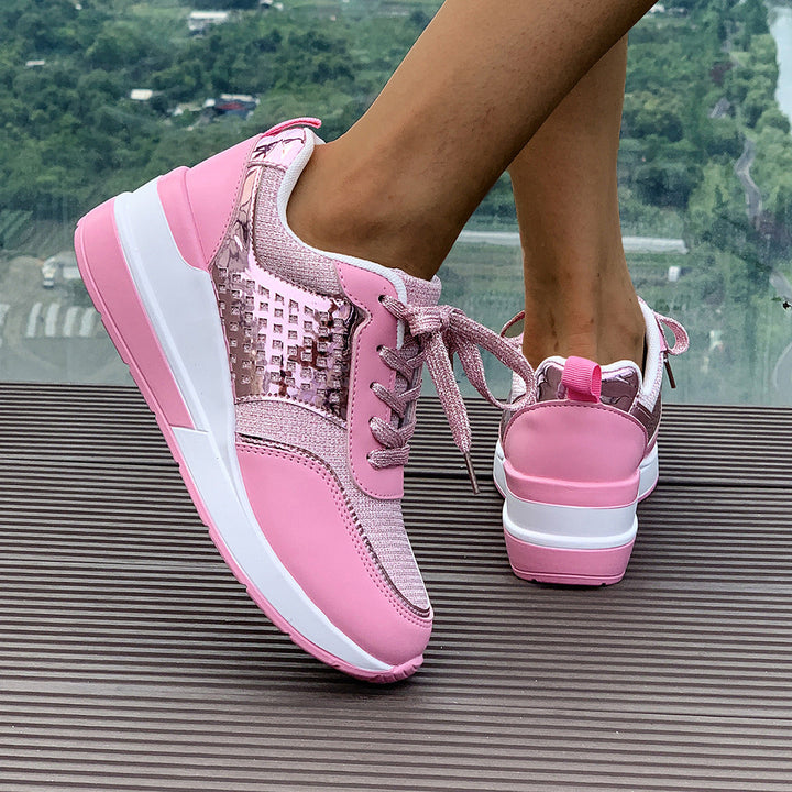 Women's fashionable sneakers with breathable upper material and elegant glitter accents Mune Fashion