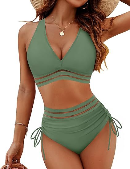 Women's bikini set with adjustable waistband and sporty V-neck Mune Fashion
