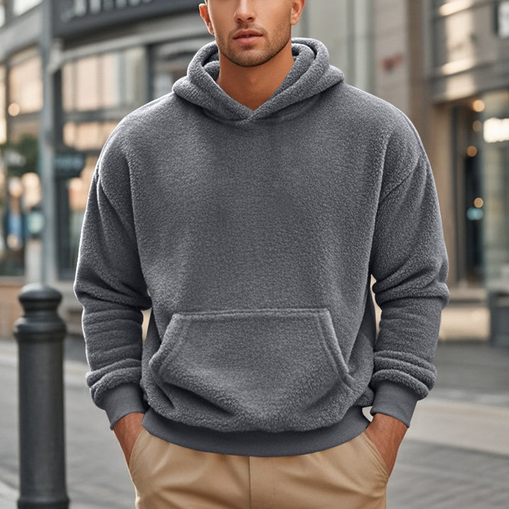 Men's Sherpa Hoodie in Teddy Fleece with Kangaroo Pocket and Ribbed Cuffs Mune Fashion