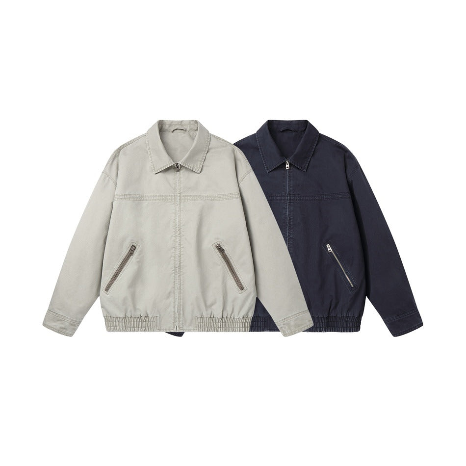 Men's short jacket in boxy cut made of canvas with diagonal zip pockets and elastic hem Mune Fashion