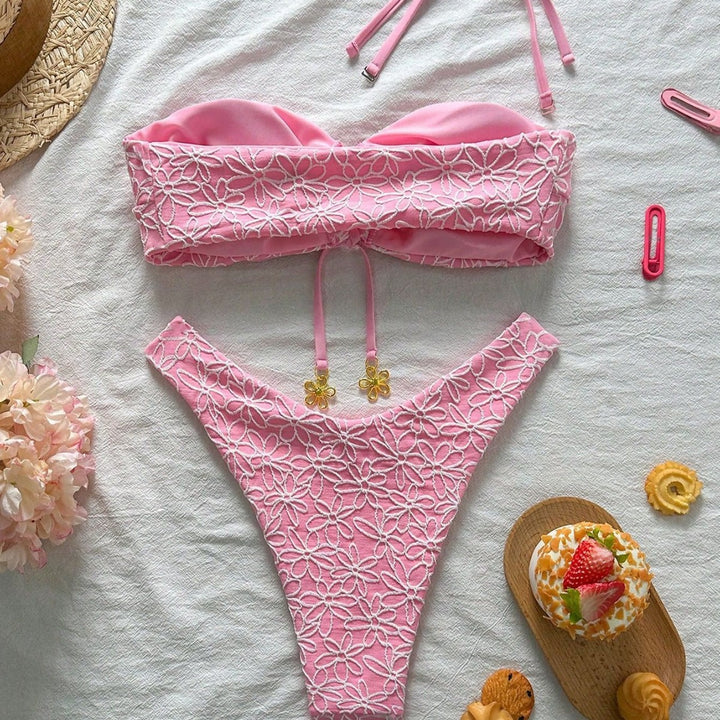 Women's bandeau bikini with floral appliqués Mune Fashion