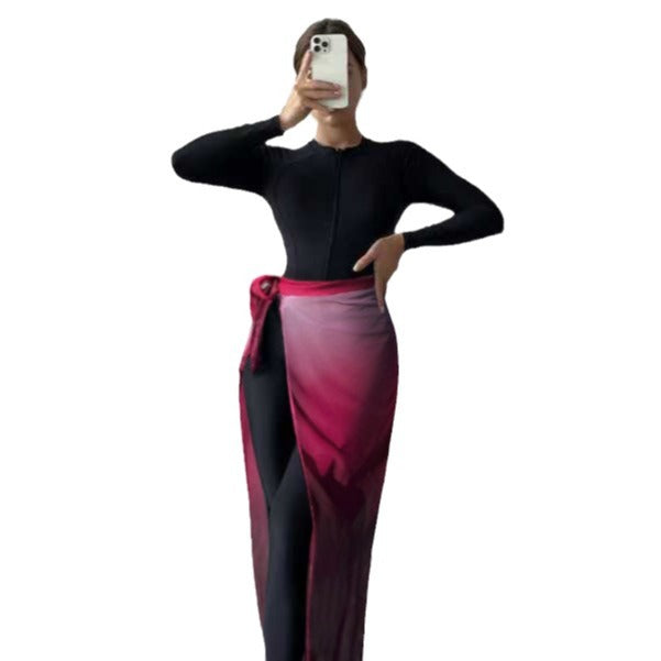 Women Sporty UV Protection Swimsuit with Wrap Skirt Mune Fashion