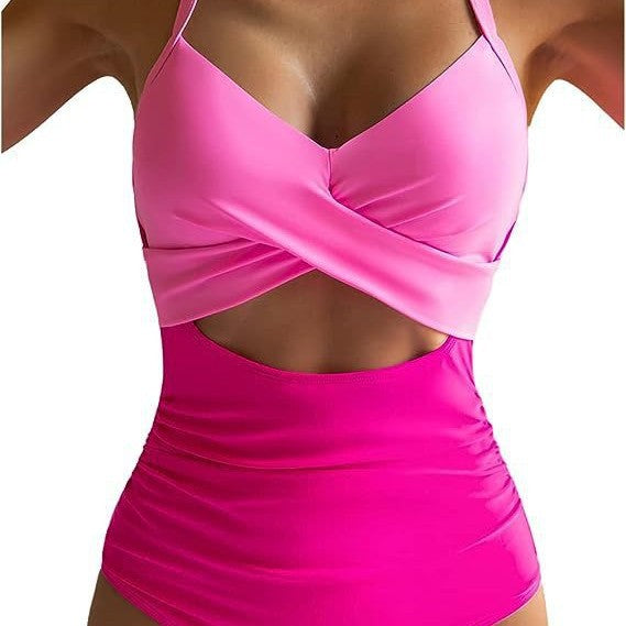 Women's One-Piece Swimsuit with Elegant Wrap Cut Mune Fashion