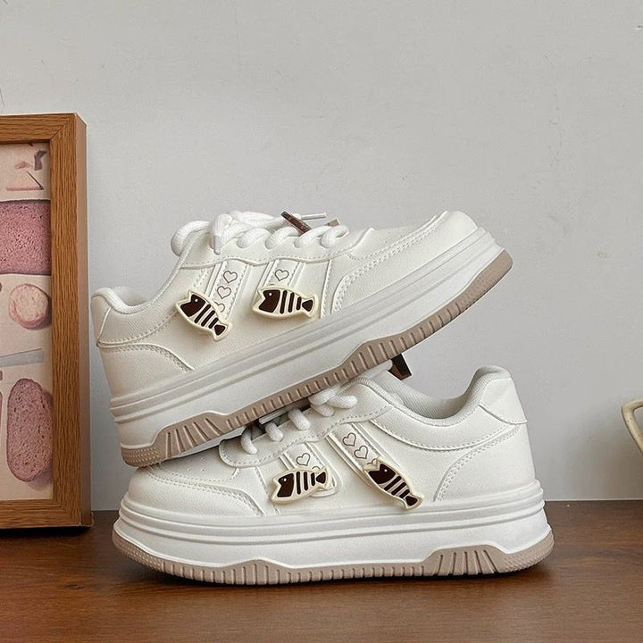 Women's platform sneaker with decorative fish charms and padded comfort insole Mune Fashion
