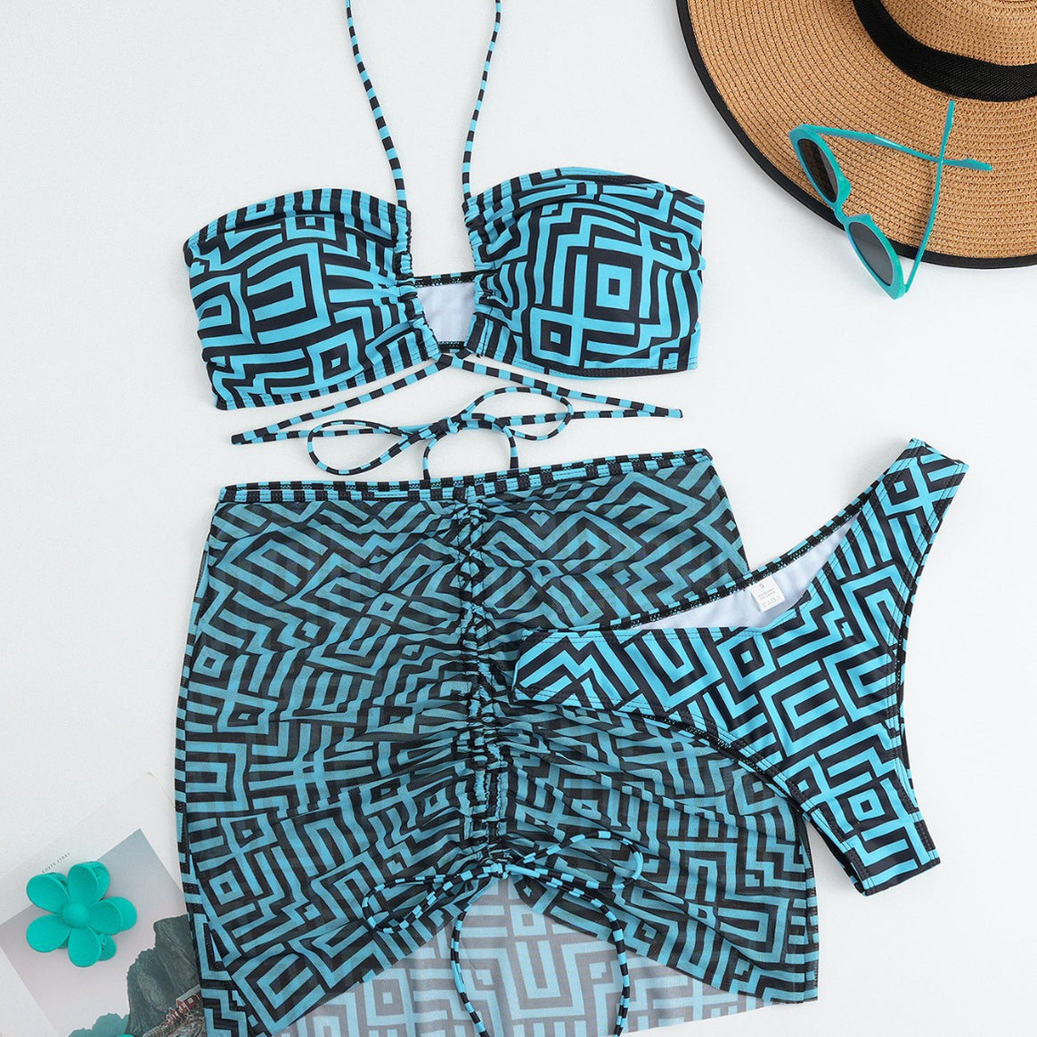 Ladies Bikini Set with Bandeau Top and Adjustable Wrap Skirt Mune Fashion