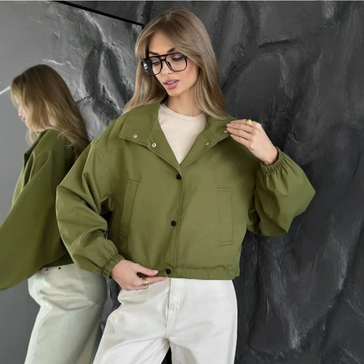 Ladies Stylish Short Jacket with High Collar