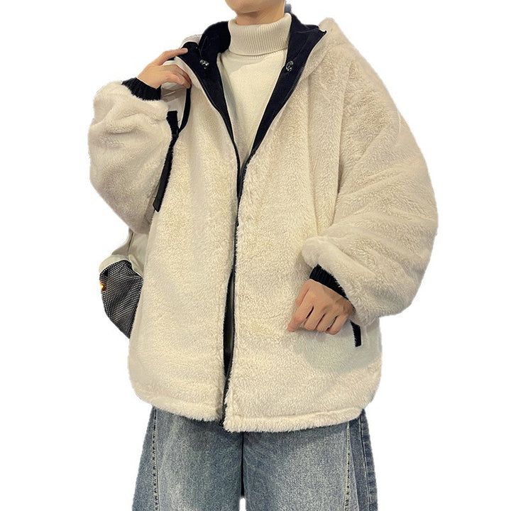 Men's Oversized Hoodie Jacket with Teddy Lining, Two-Way Zipper and Utility Pockets Mune Fashion