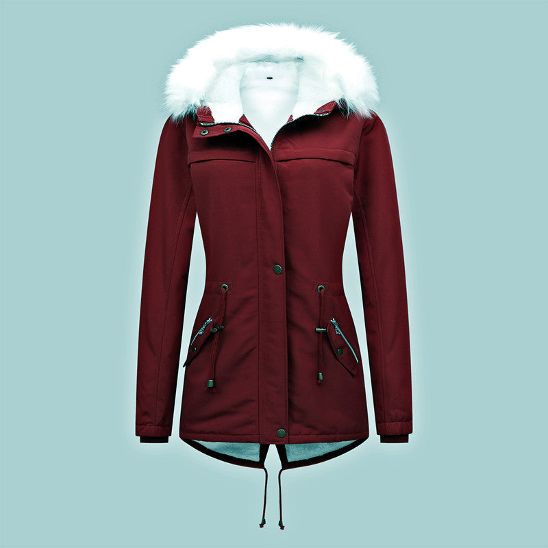 Women's Tailored Winter Parka with Thermofleece Lining and Detachable Faux Fur Hood Mune Fashion