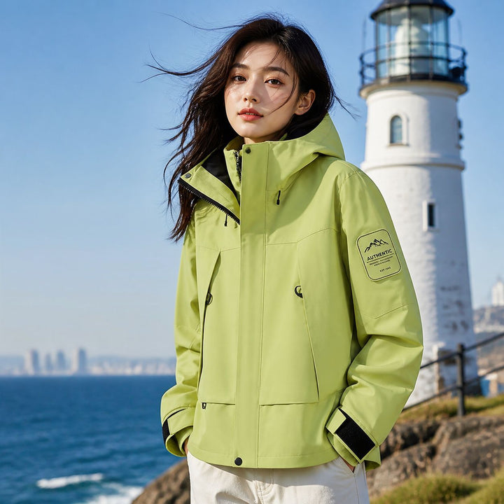 Unisex waterproof two-layer softshell rain jacket with removable fleece lining and hood Mune Fashion