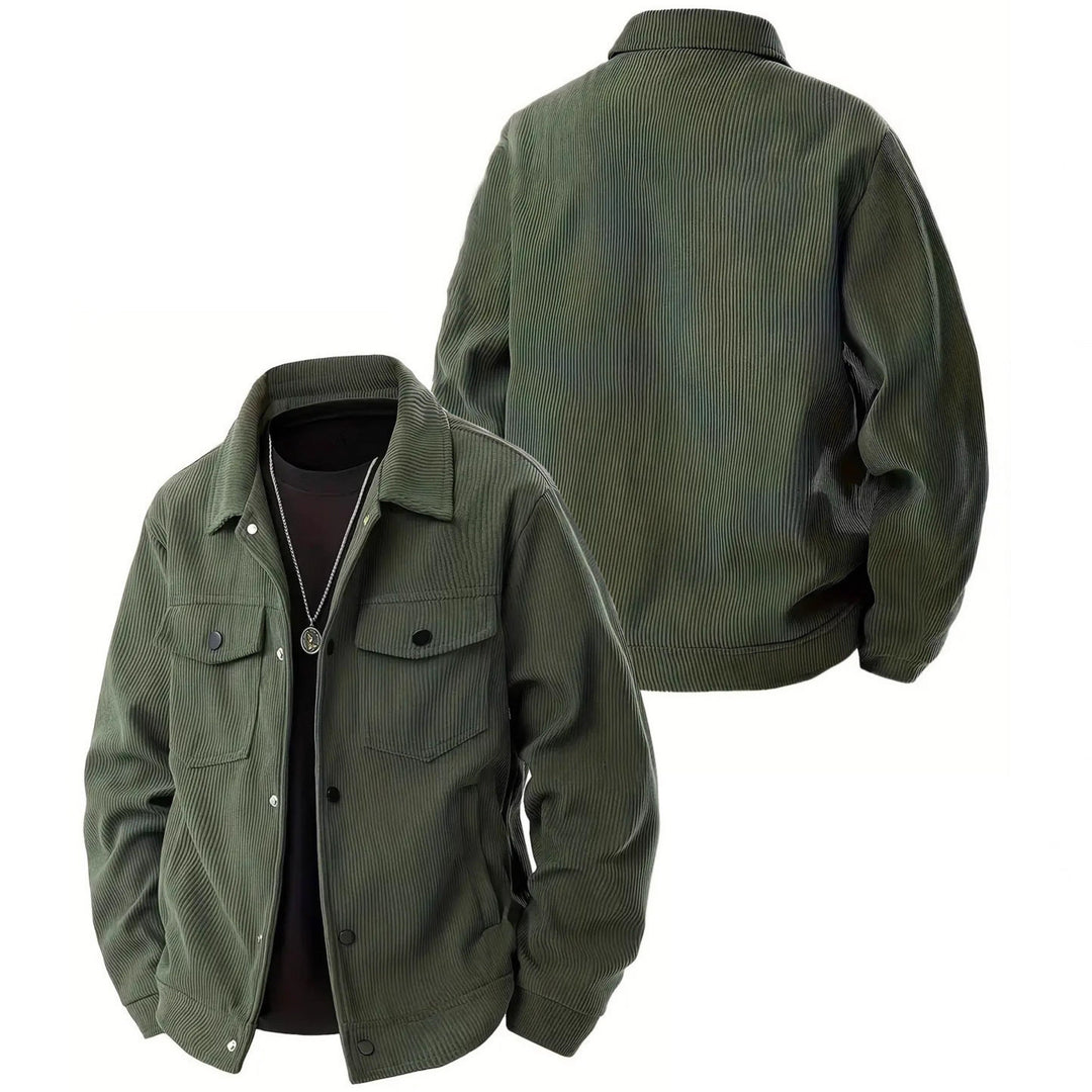 Men's cord jacket in the classic work jacket style with snap buttons and chest pockets Mune Fashion
