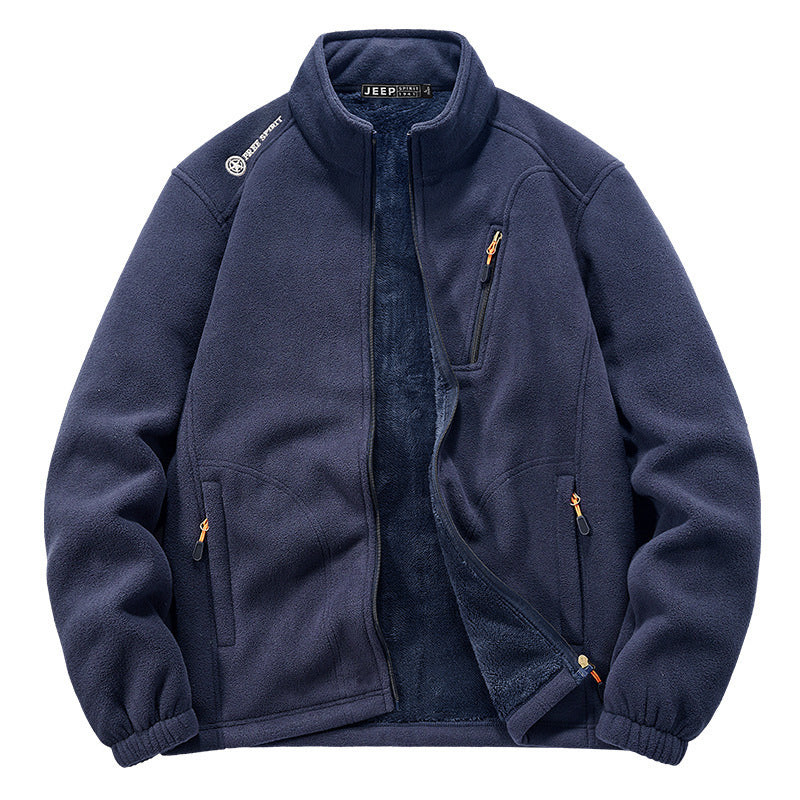 Men's thermal fleece jacket with Sherpa lining, stand-up collar and zippered pockets Mune Fashion
