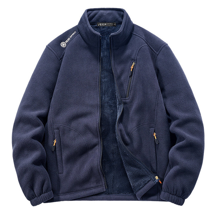 Men's thermal fleece jacket with Sherpa lining, stand-up collar and zippered pockets Mune Fashion