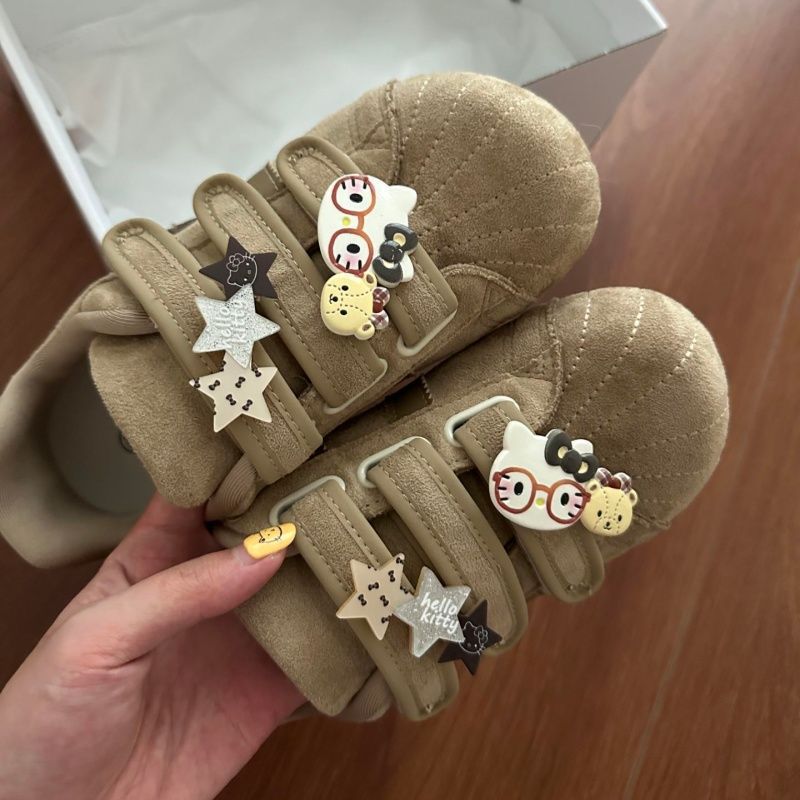 Women's suede sneakers with practical Velcro closures and playful charms Mune Fashion