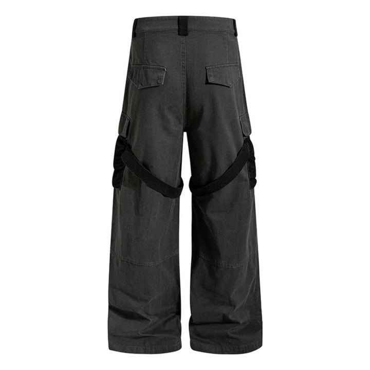 Women's Wide Cargo Palazzo Pants with Utility Pockets and Mesh Insets Mune Fashion