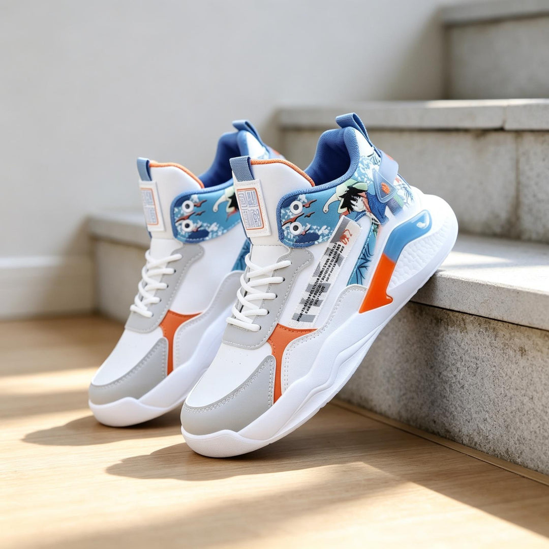 Men's Athletic High-Top Sneakers with Detailed Graphic Design Mune Fashion