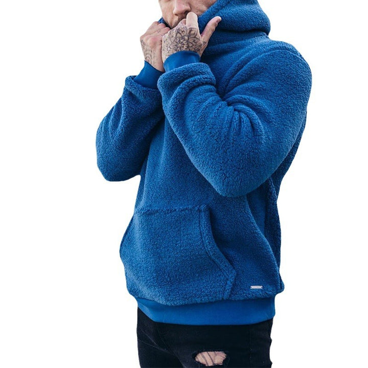 Men's nan sporty teddy fleece hoodie with slim fit and kangaroo pocket Mune Fashion