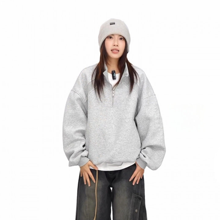 Unisex Half-zip Sweatshirt with raglan sleeves, side pockets and ribbed hem Mune Fashion