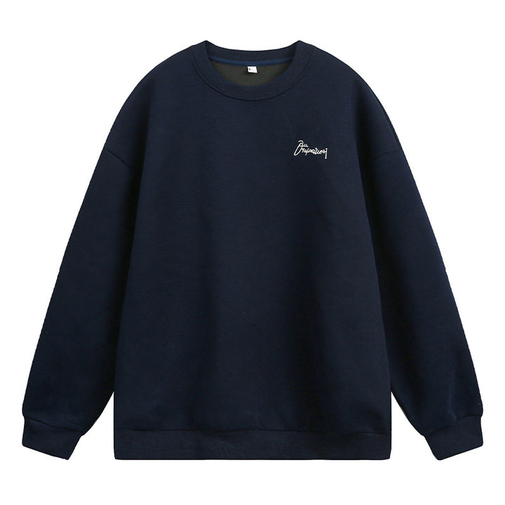 Unisex Minimalist Boxy Sweatshirt with Small Script Logo and Fleece Lining Mune Fashion