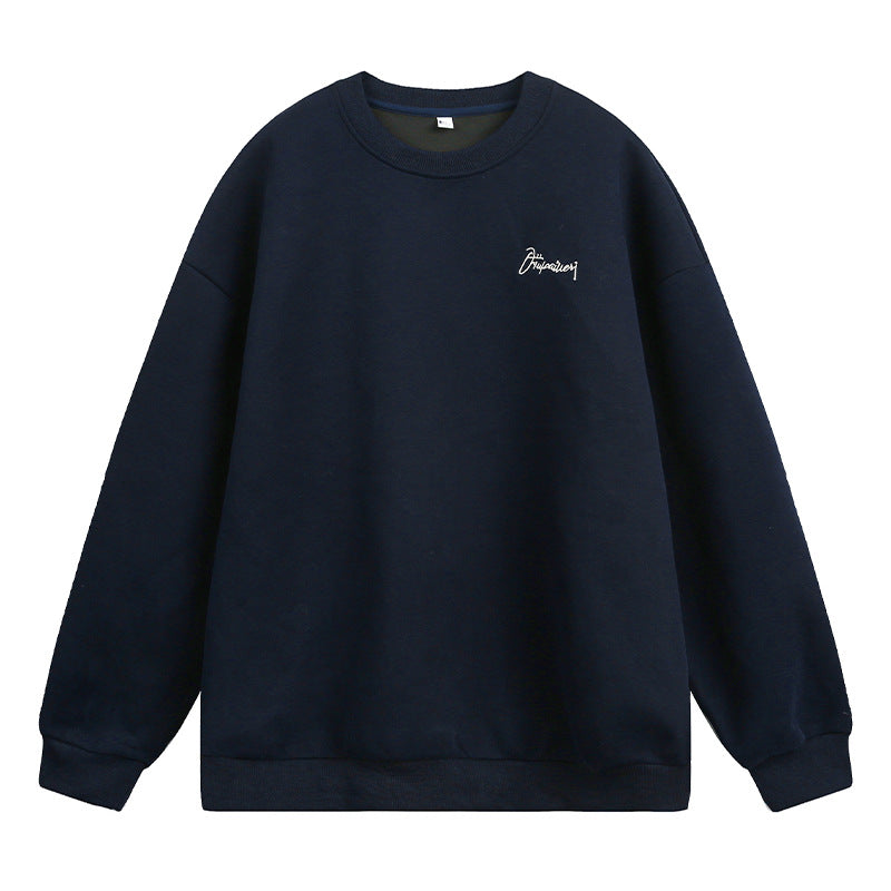 Unisex Oversize Sweatshirt with Round Neck and Subtle Script Embroidery Mune Fashion