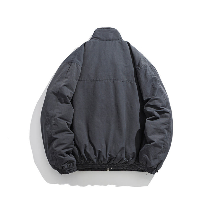 Men's Boxy Utility Bomber Jacket with Stand-Up Collar and Flap Pockets Mune Fashion