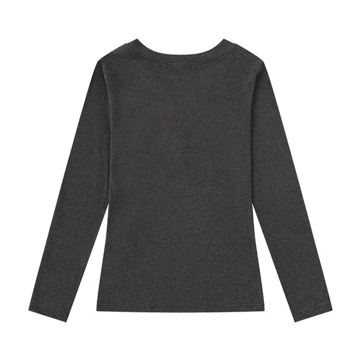 Women's Long Sleeve Henley Shirt with V-Neck and Large Panther Print Mune Fashion