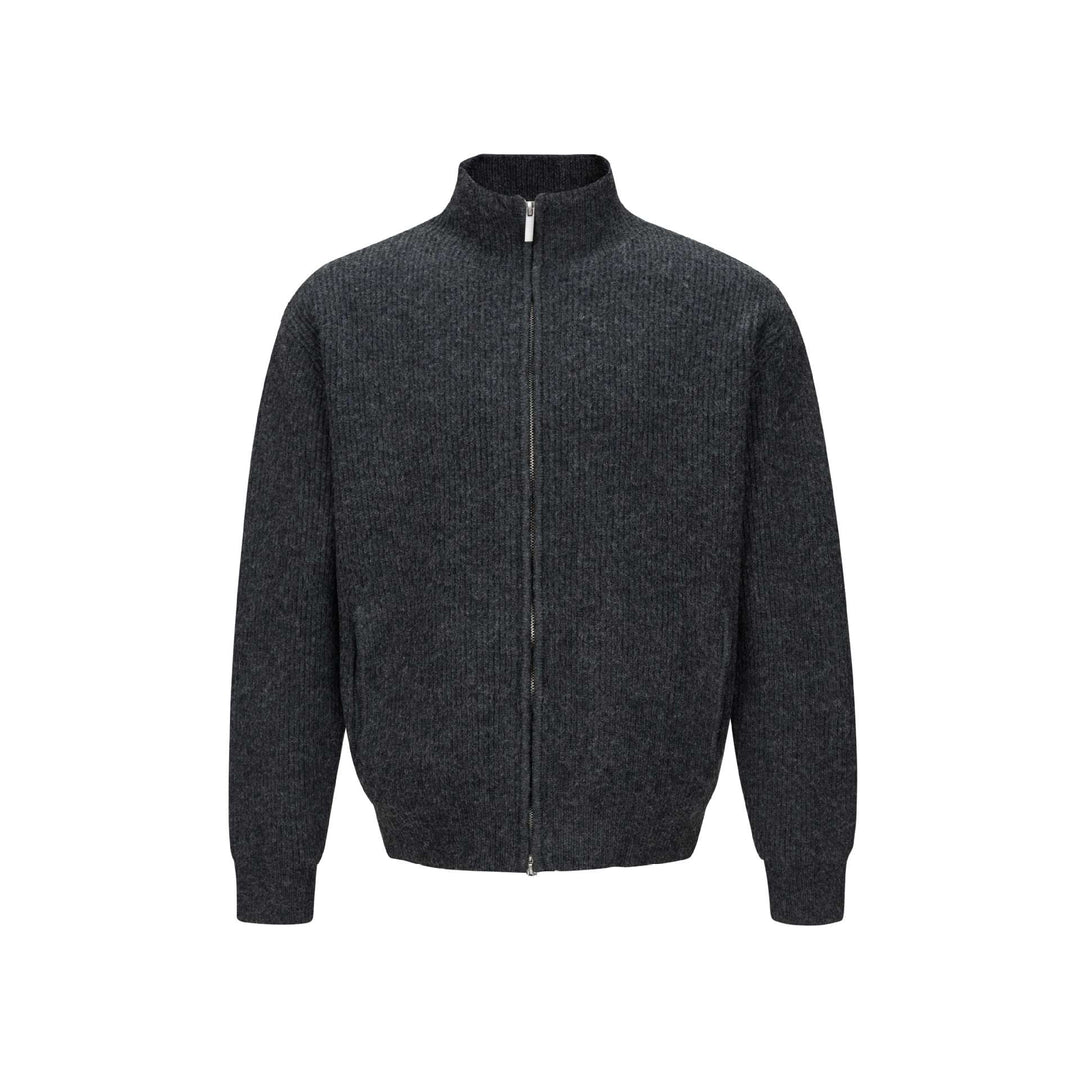 Unisex Short Ribbed Knit Zipper with High Stand Collar and Slim Fit Mune Fashion