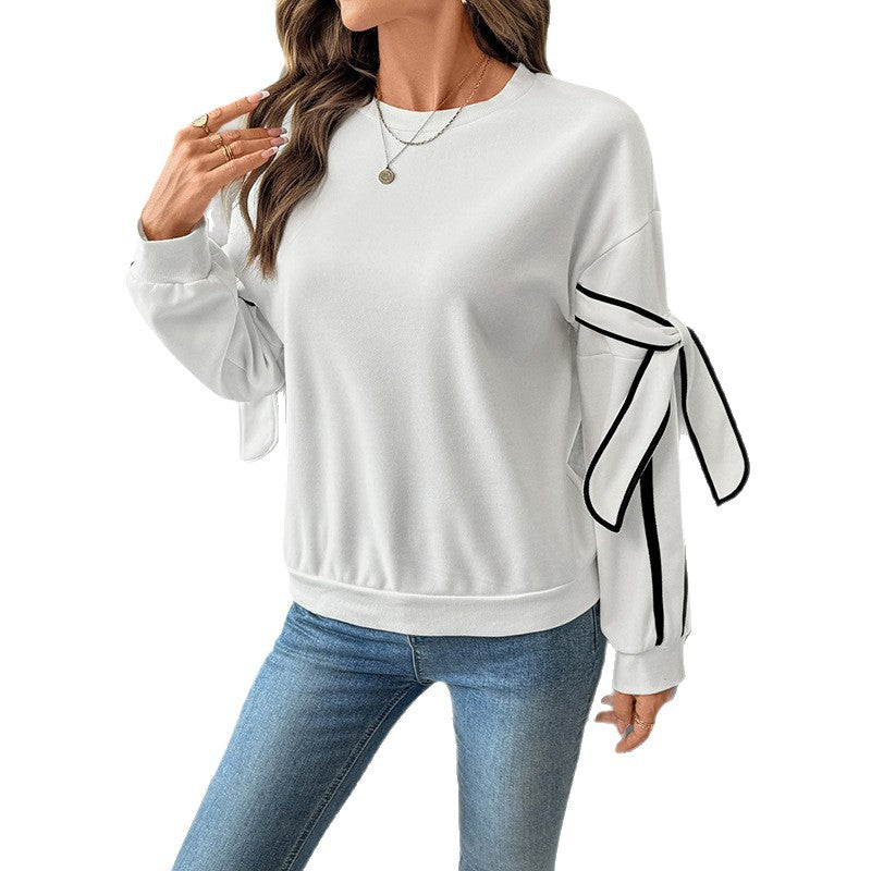 Women Fashionable Sweatshirt with Bow Details Mune Fashion