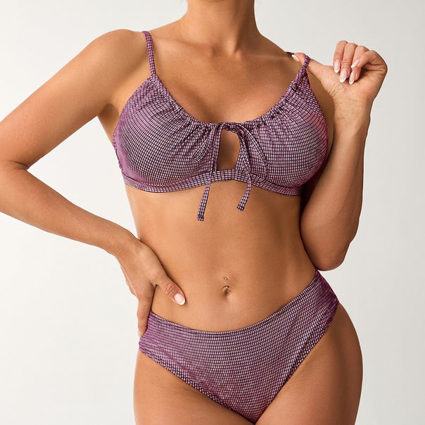 Women's High-Waisted Bikini Set with Sophisticated Lacing Details Mune Fashion