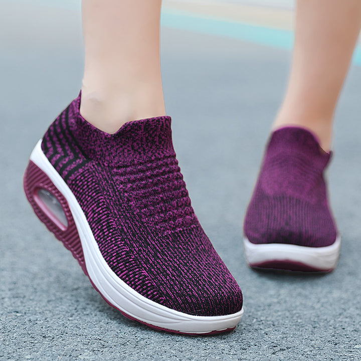 Women's knitted slip-on walking sneakers with anatomical pronation support, air-cushioned midsole, and sock-like shaft Mune Fashion