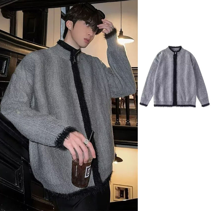 Men's Fashionable Cardigan with beard-themed accents Mune Fashion