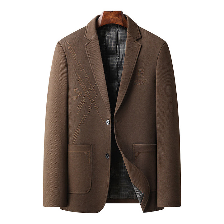 Men's Half-lined Blazer with Embroidered Graphics and Welt Pockets Mune Fashion