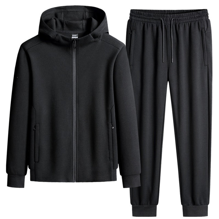 Men's two-piece hooded training set made of French terry with zip-up jacket & tapered joggers Mune Fashion