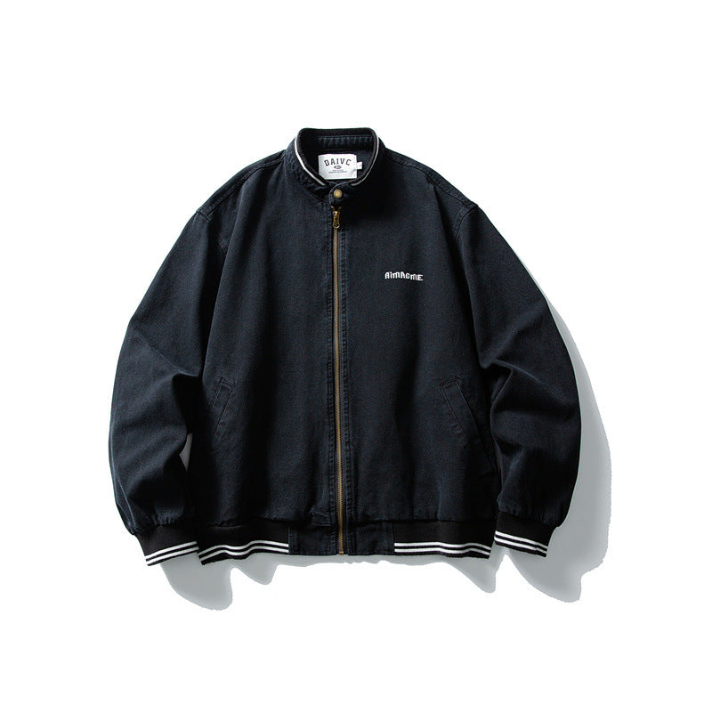 Unisex Kastig cut cotton canvas bomber jacket with stand-up collar and ribbed hem Mune Fashion